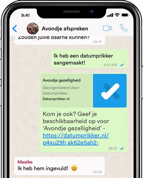 Zo kan je een Datumprikker in WhatsApp delen.